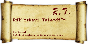 Ráczkevi Talamér névjegykártya