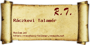 Ráczkevi Talamér névjegykártya
